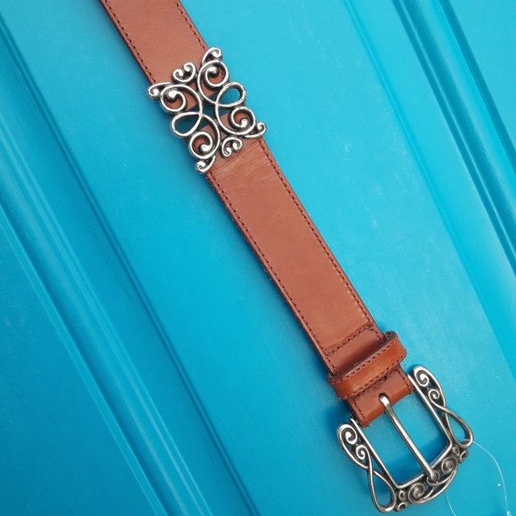 Genuine Leather Belt Boho Silver Metal Belt Buckle Ornate Studded Belts Fossil M - Picture 9 of 13